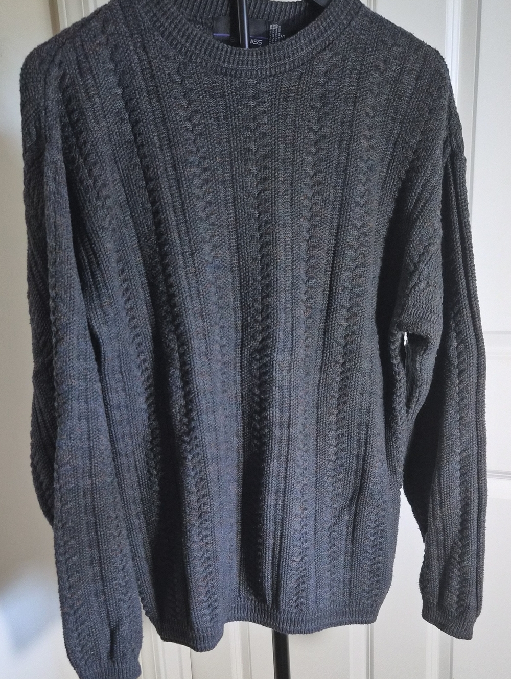 Vintage Style Bill Blass Charcoal Cable Crewneck Sweater